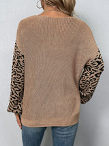 Leopard Lantern Sleeve Crisscross Sweater - Bakers Shoes store