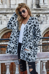 Leopard Longline Cardigan with Pockets - Bakers Shoes store