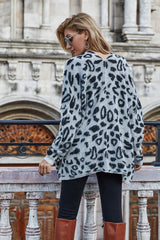 Leopard Longline Cardigan with Pockets - Bakers Shoes store