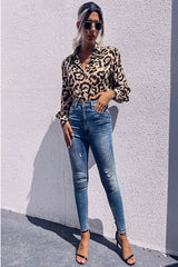 Leopard Printed Button Down Blouse - Bakers Shoes store