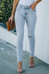 Light Wash Distressed Skinny Jeans with Pockets - Bakers Shoes store