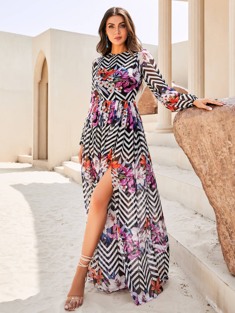 Long Sleeve Split Maxi Dress - Bakers Shoes store