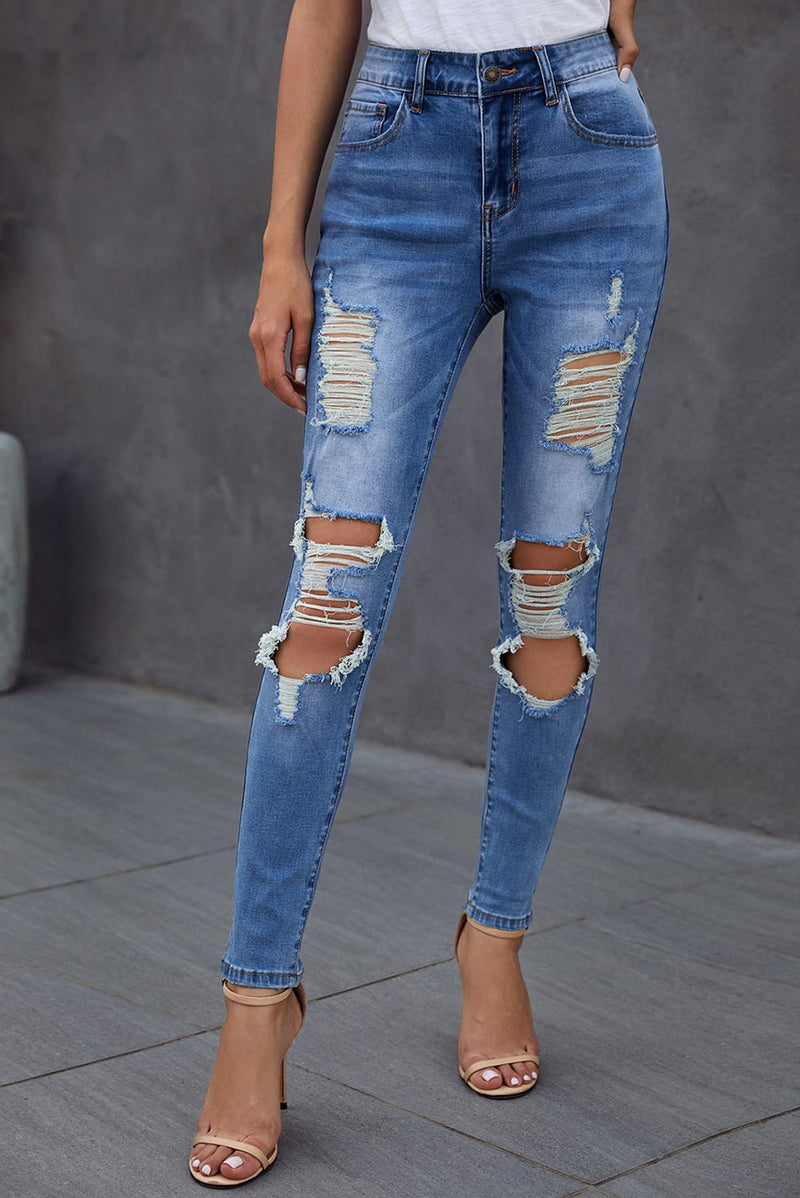 Medium Wash Distressed Skinny Jeans - Bakers Shoes store