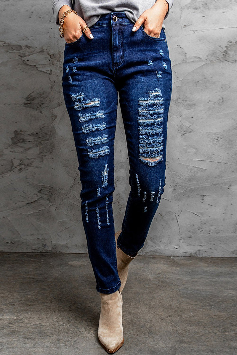 Mid-Rise Waist Distressed Skinny Jeans - Bakers Shoes store