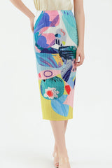 Mixed Print Accordion Pleated Midi Skirt - Bakers Shoes store