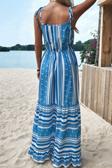 Mixed Print Tie-Shoulder Maxi Dress - Bakers Shoes store