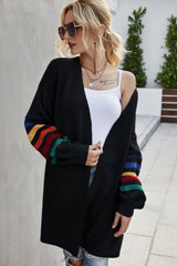 Multicolored Stripe Open Front Longline Cardigan - Bakers Shoes store
