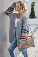 Multicolored Stripe Open Front Longline Cardigan - Bakers Shoes store
