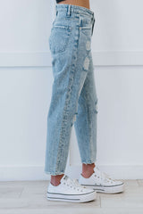 Muselooks Distressed High Waist Mom Jeans - Bakers Shoes store