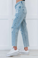 Muselooks Distressed High Waist Mom Jeans - Bakers Shoes store