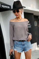 Off-Shoulder Waffle Knit Top - Bakers Shoes store