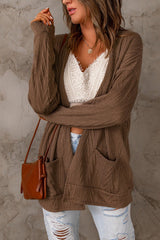 Open Front Textured Cardigan with Pockets - Bakers Shoes store