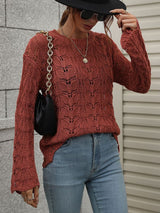 Openwork Dropped Shoulder Knit Top - Bakers Shoes store