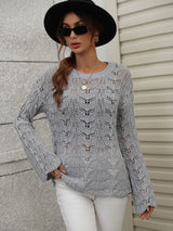 Openwork Dropped Shoulder Knit Top - Bakers Shoes store