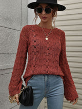 Openwork Dropped Shoulder Knit Top - Bakers Shoes store