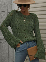 Openwork Dropped Shoulder Knit Top - Bakers Shoes store