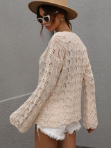 Openwork Dropped Shoulder Knit Top - Bakers Shoes store