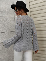 Openwork Dropped Shoulder Knit Top - Bakers Shoes store