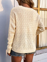 Openwork Dropped Shoulder Sweater - Bakers Shoes store