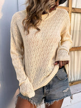 Openwork Dropped Shoulder Sweater - Bakers Shoes store