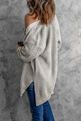 Openwork Rib-Knit Slit Cardigan - Bakers Shoes store