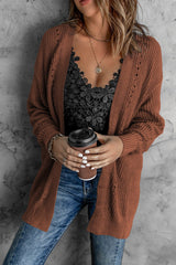 Openwork Rib-Knit Slit Cardigan - Bakers Shoes store