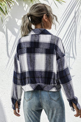 Plaid Button Down Long Sleeve Jacket - Bakers Shoes store