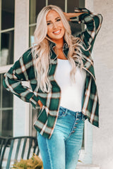 Plaid Dropped Shoulder Pocketed Shirt - Bakers Shoes store