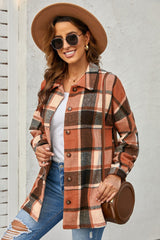 Plaid Dropped Shoulder Pocketed Shirt Jacket - Bakers Shoes store