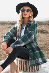 Plaid Dropped Shoulder Pocketed Shirt Jacket - Bakers Shoes store