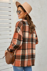 Plaid Dropped Shoulder Pocketed Shirt Jacket - Bakers Shoes store