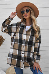 Plaid Dropped Shoulder Pocketed Shirt Jacket - Bakers Shoes store