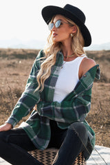 Plaid Dropped Shoulder Pocketed Shirt Jacket - Bakers Shoes store