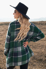 Plaid Dropped Shoulder Pocketed Shirt Jacket - Bakers Shoes store