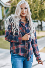 Plaid Long Sleeve Shirt with Breast Pockets - Bakers Shoes store