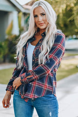 Plaid Long Sleeve Shirt with Breast Pockets - Bakers Shoes store