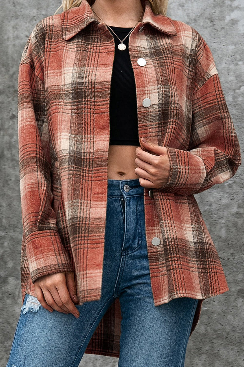 Plaid Single Breasted Shirt Jacket - Bakers Shoes store