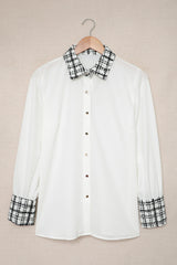 Plaid Trim Button Down Collared Shirt - Bakers Shoes store