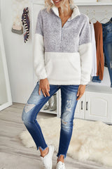 Plus Size Half Zipper Fleece Sweatshirt with Pocket - Bakers Shoes store