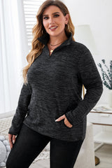 Plus Size Heathered Quarter Zip Pullover - Bakers Shoes store