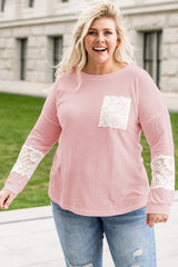 Plus Size Lace Waffle Knit Blouse - Bakers Shoes store