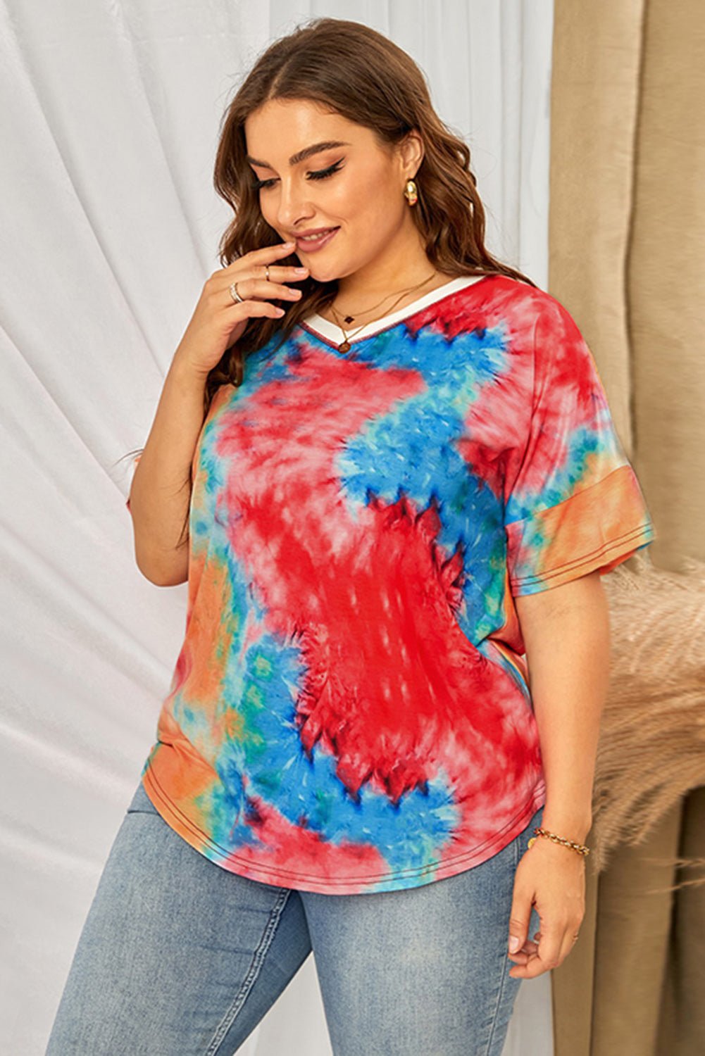 Plus Size Tie-Dye V-Neck Tee - Bakers Shoes store