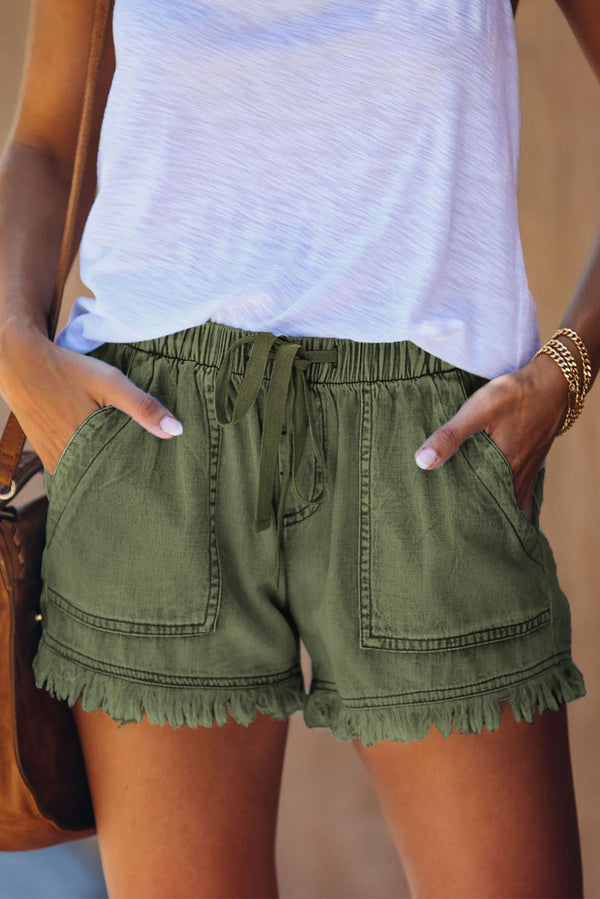 Pocketed Frayed Denim Shorts - Bakers Shoes store