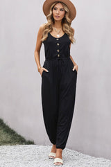 Pocketed Tie-Waist Jumpsuit - Bakers Shoes store