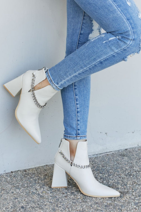 Point the Way Chain Detail Ankle Booties - Bakers Shoes store