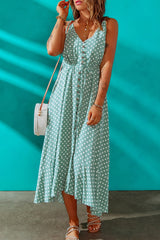 Polka Dot Buttoned Front Slit Maxi Dress - Bakers Shoes store