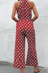 Polka Dot Grecian Wide Leg Jumpsuit - Bakers Shoes store