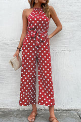 Polka Dot Grecian Wide Leg Jumpsuit - Bakers Shoes store