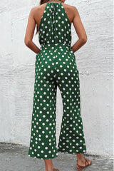 Polka Dot Grecian Wide Leg Jumpsuit - Bakers Shoes store