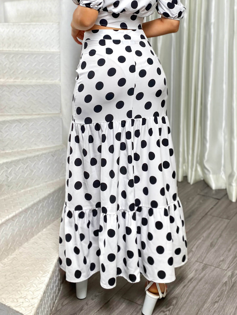 Polka Dot Tiered Button Front Skirt - Bakers Shoes store